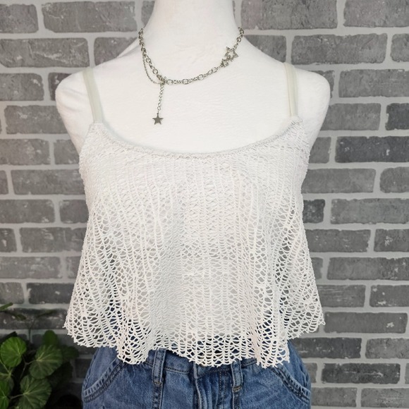 Mossimo Tops - Mossimo Lace Cami Swim Top Women's Small Crochet White‎ Beach Pool Vacation Boho